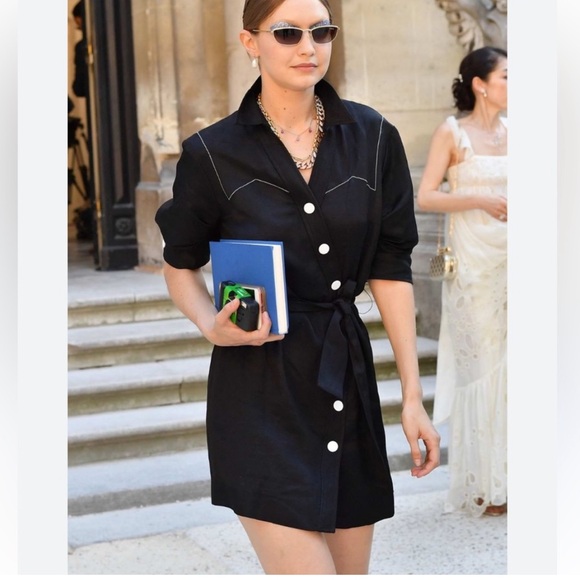 Sandro black dress with belt mini excellent condition - Picture 1 of 7